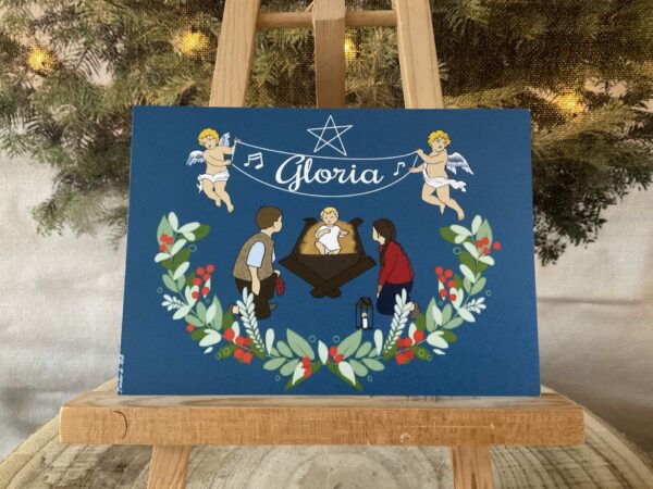 Carte de Noël, les anges chantent gloria