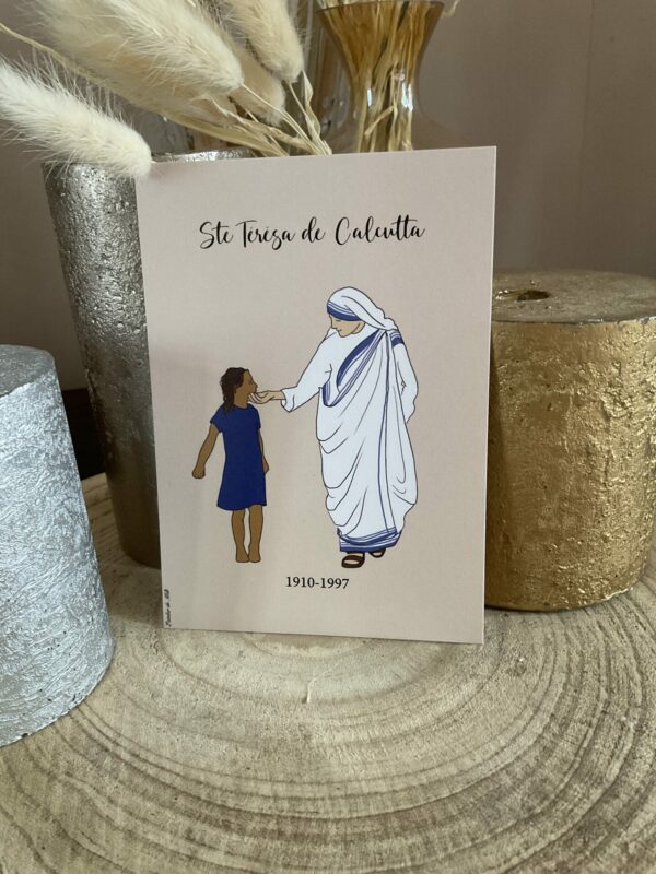 Ste Teresa de Calcutta, représentée avec une enfant dont elle s occupait tant.