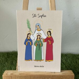 Image de sainte Sophie avec ses trois filles la foi, l espérance et la charité. Imprimée au format A6 sur du papier. 300g.