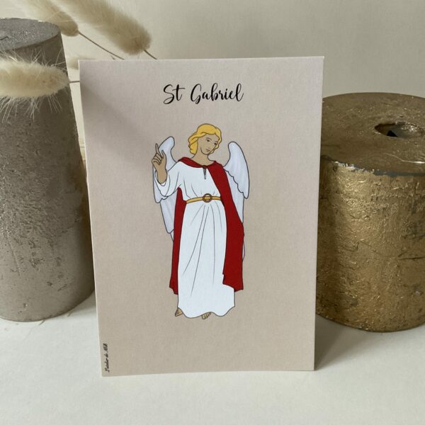 Image de saint Gabriel, archange. Imprimée au format A6 sur du papier 300g.