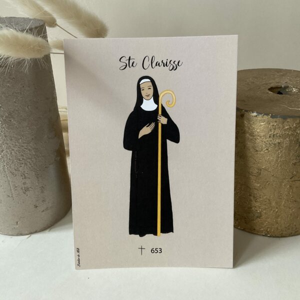 Carte de sainte Clarisse, imprimée au format A6 sur du papier 300g.
