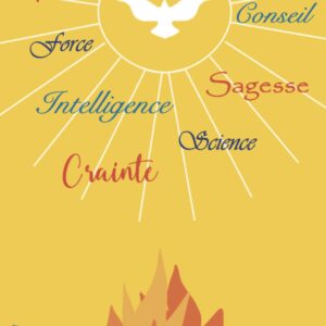 Carte de confirmation avec les 7 dons du saint esprit.