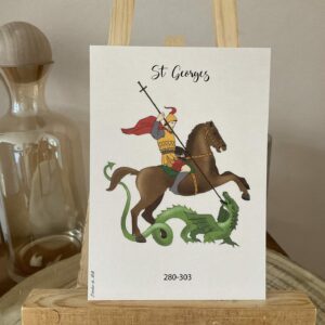 Carte de saint Georges, terrassant le dragon. Format A6