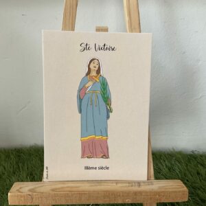 Carte de sainte Victoire, représentée avec la palme du martyr. Imprimée au format A6 sur du papier 300g.