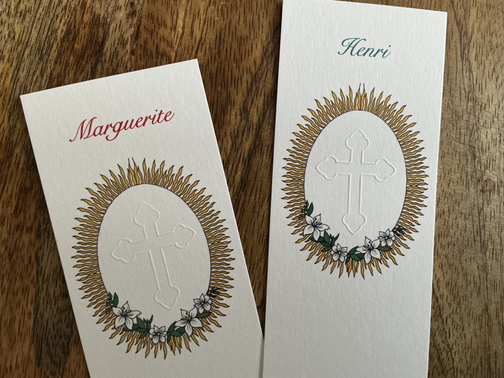 Signet ou carte sur mesure avec gaufrage