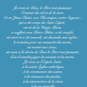 Carte avec le texte du Credo
