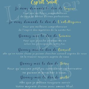 Prière à l’esprit saint, imprimée au format A5