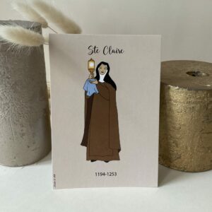 Image de Sainte Claire. Imprimée au format A6 sur du papier 300g.