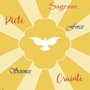 Carte de confirmation avec les 7 dons du saint esprit.