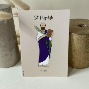 Carte de saint Hippolyte de Rome, représenté avec la palme du martyr. Imprimée au format A6 sur du papier 300g.