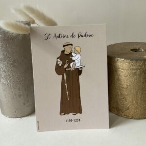 Image de saint Antoine de Padoue, Imprimée au format A6 sur du papier 300g.