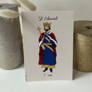 Carte de Saint Edouard, roi d’Angleterre, imprimée au format A6 sur du papier 300g.