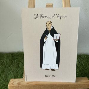 Carte de saint Thomas d’Aquin, imprimée au format A6 sur du papier 300 g.