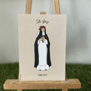 Carte de sainte Rose, imprimée au format A6 sur du papier 300g.