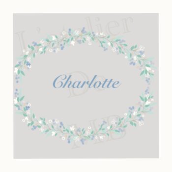 Faire part naissance fleurs bleues. 13x13