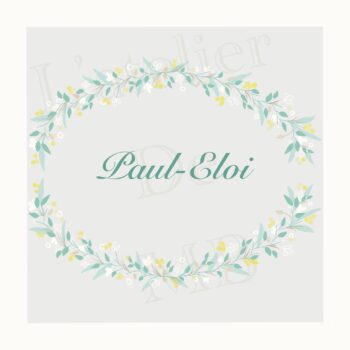 Faire part naissance fleurs jaunes. 13x13