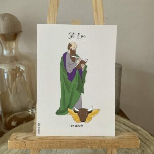 Carte de saint Luc, évangéliste, représenté avec le taureau ailé. Format A6