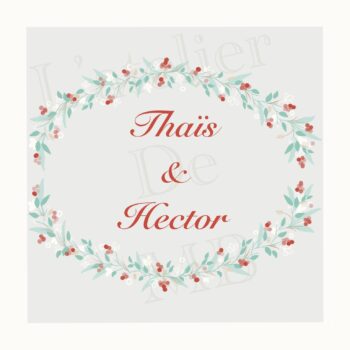 Faire part naissance fleurs rouges 13x13