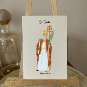 Carte de saint Sixte, representé en Eveque avec la palme du martyr. Format A6