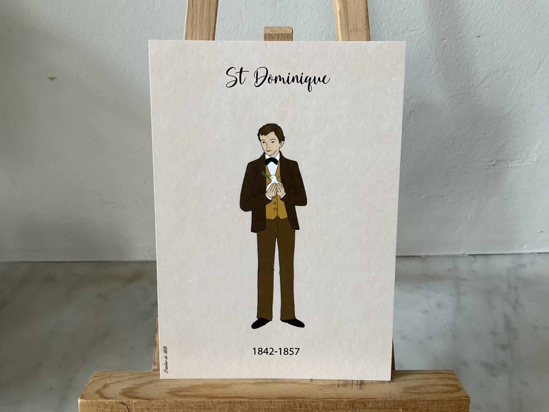 Carte de saint Dominique, imprimée au format A6.
