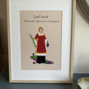 Affiche A4 de saint Vincent, patron des vignerons et œnologues.