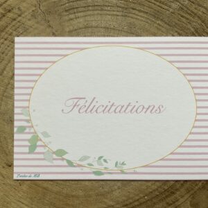 Carte Félicitations à rayures roses