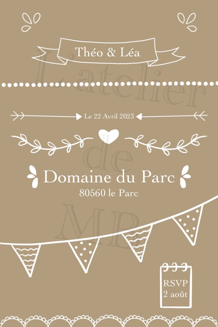 Faire part mariage naturel