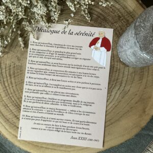 Prière jean 23, décalogue de la sérénité